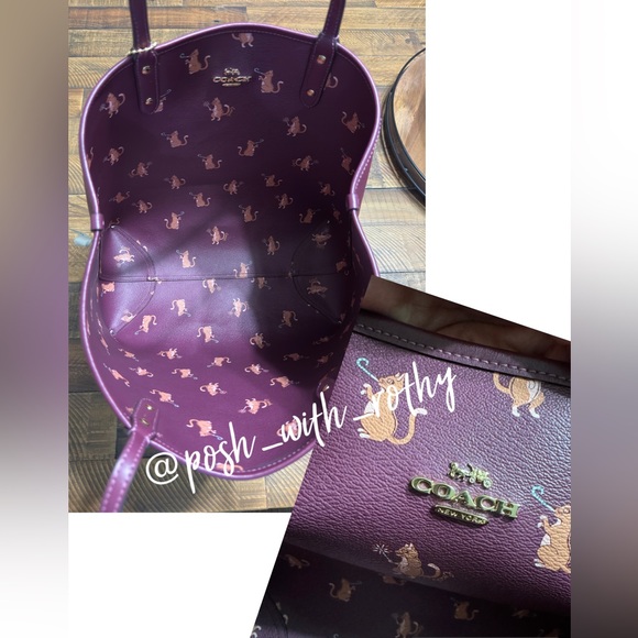 Coach Reversible City Tote With Party Cat Print 🐈 🎉 - Picture 10 of 11
